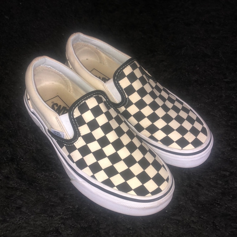 White and Black Checkered Vans